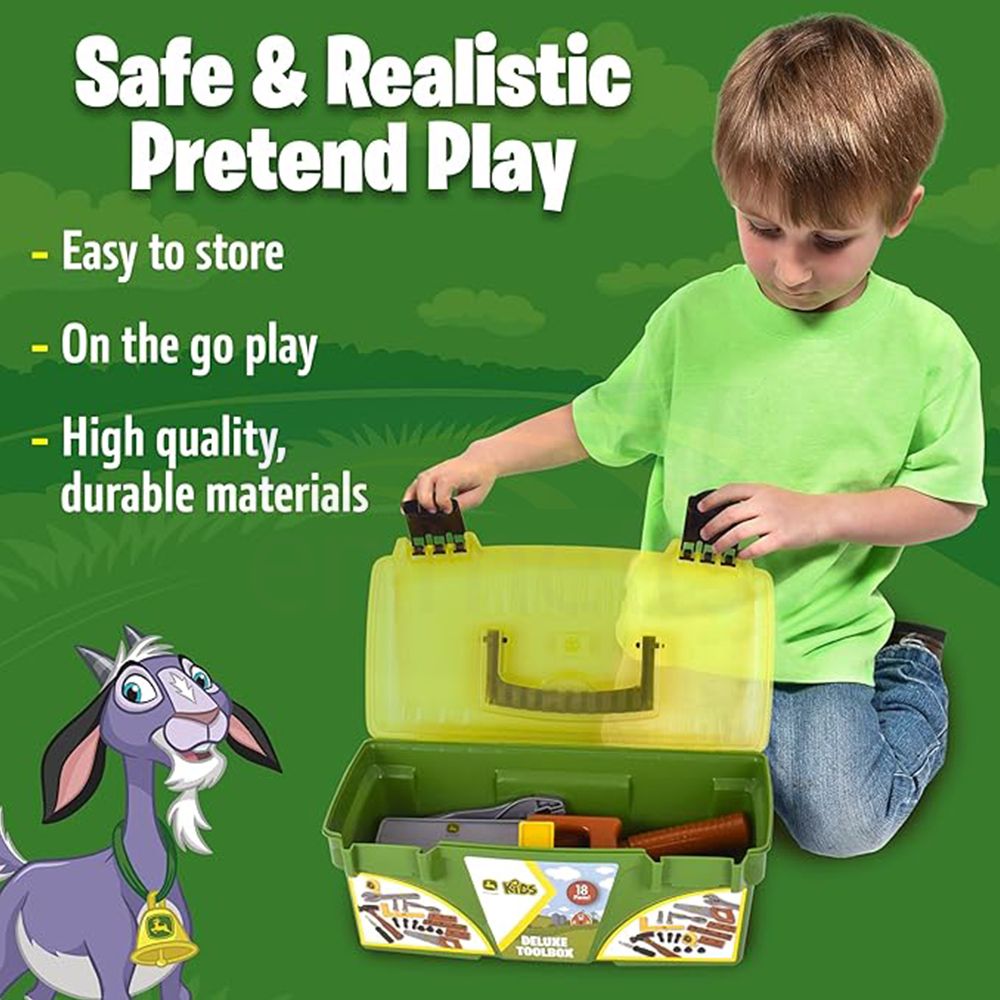 John Deere 18 Piece Deluxe Toolbox with Tools 320974