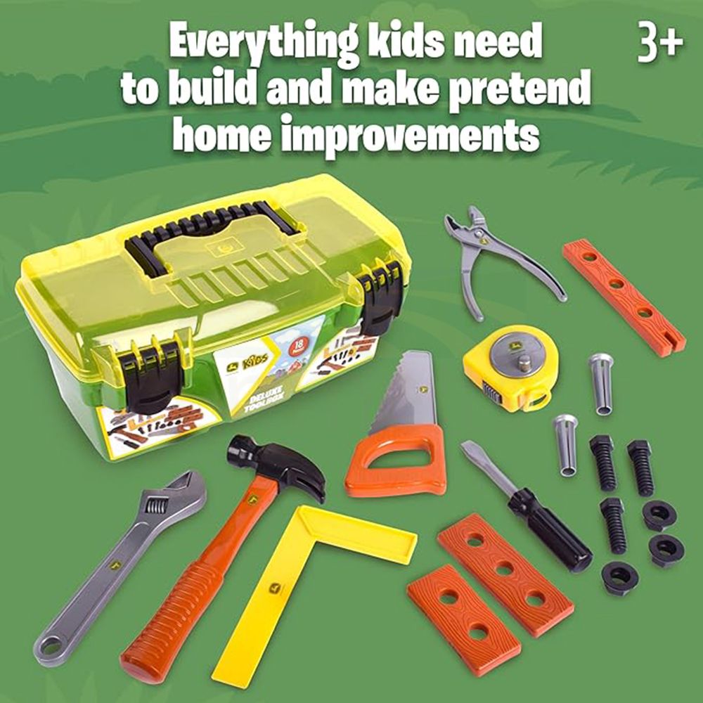 John Deere 18 Piece Deluxe Toolbox with Tools 320974