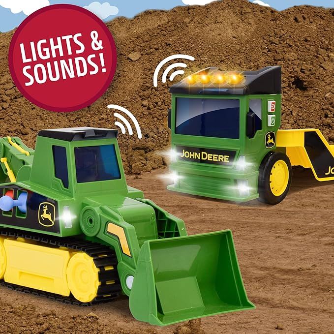 John Deere 60cm Motorised Lights & Sounds 2-n-1 Mega Mover & Tracked Digger 470271