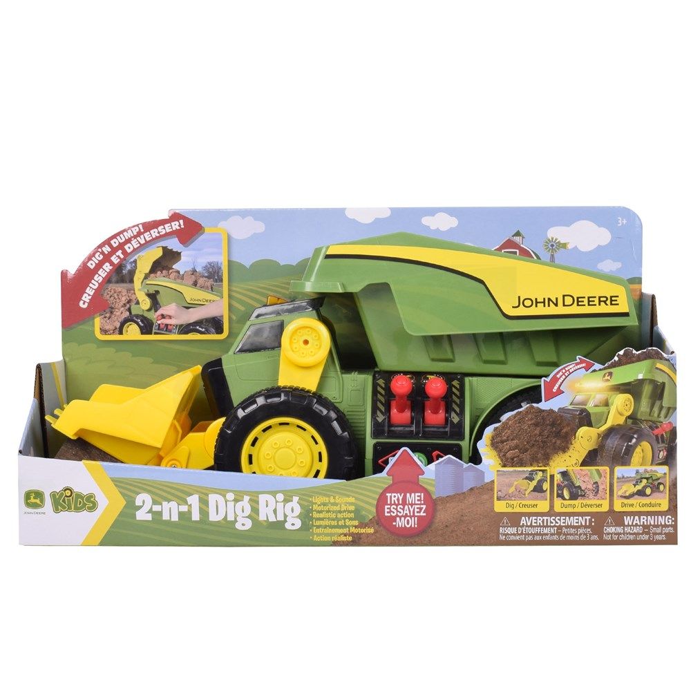 John Deere 46cm Motorised Lights Sounds 2 n 1 Dig Dump Rig 470273 Emmetts Shop