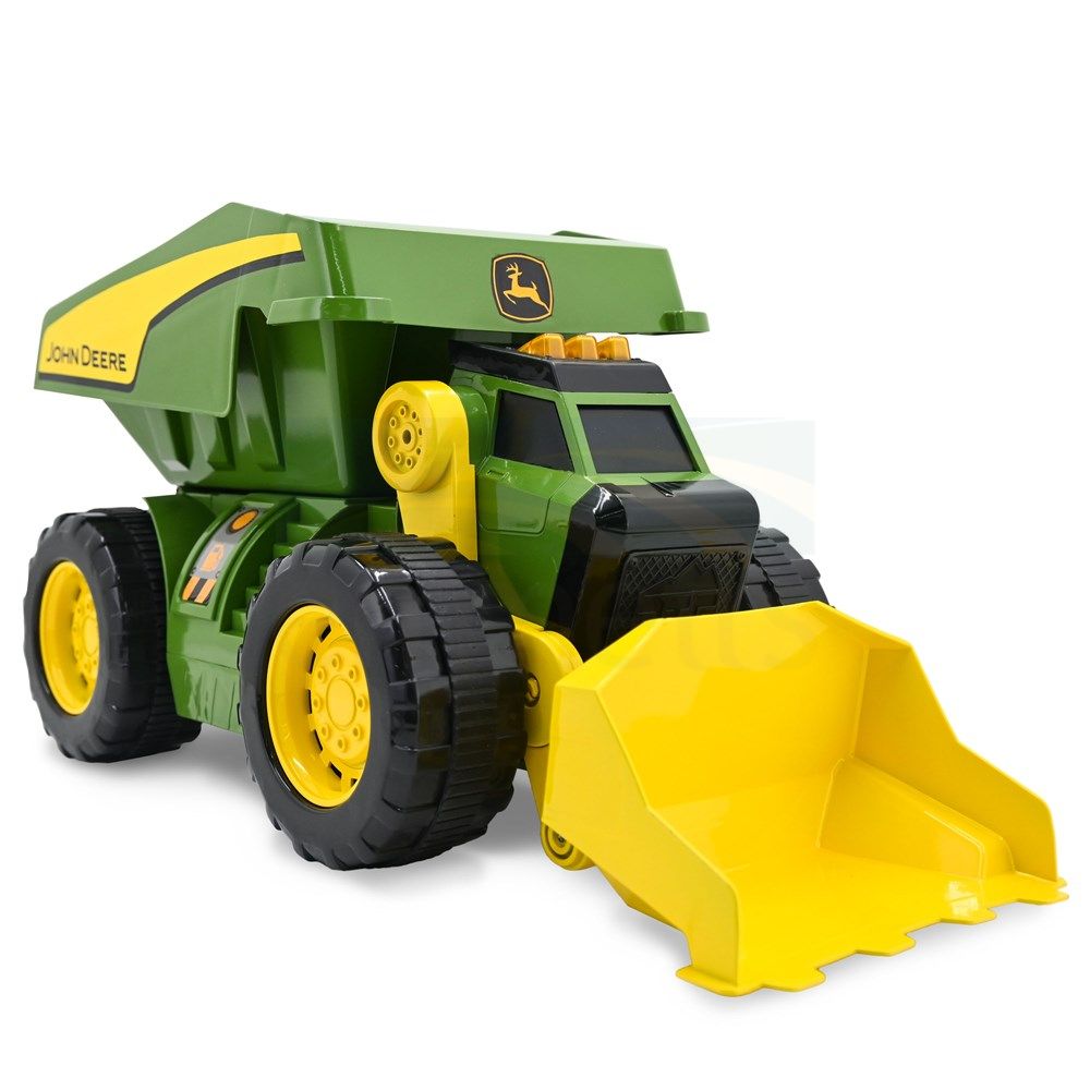 John Deere 46cm Motorised Lights & Sounds 2-n-1 Dig & Dump Rig 470273