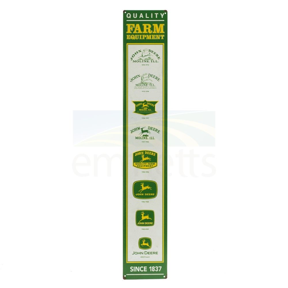 John Deere Vertical Logo Evolution Embossed Metal Sign (76.2cm x 12.7cm) 90158866-S