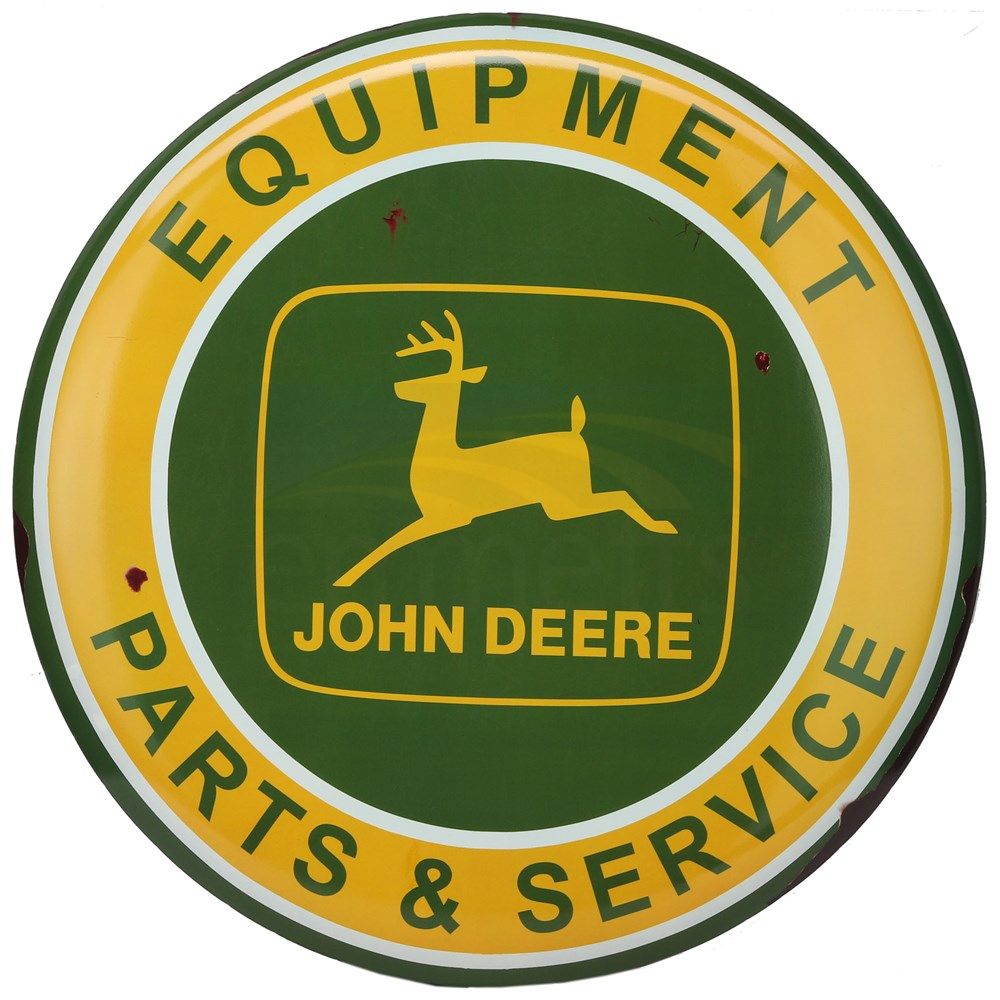John Deere Equipment Parts & Service Round Hi-Gloss Embossed Metal Button Sign (60.96cm Diameter) 90172927-S