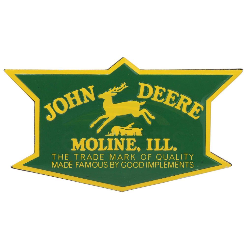 John Deere Moline, Ill. Badge Embossed Metal Magnet (8.89cm x 5.08cm) 90180677-S