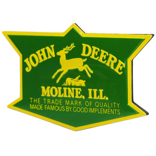John Deere Moline, Ill. Badge Embossed Metal Magnet (8.89cm x 5.08cm) 90180677-S