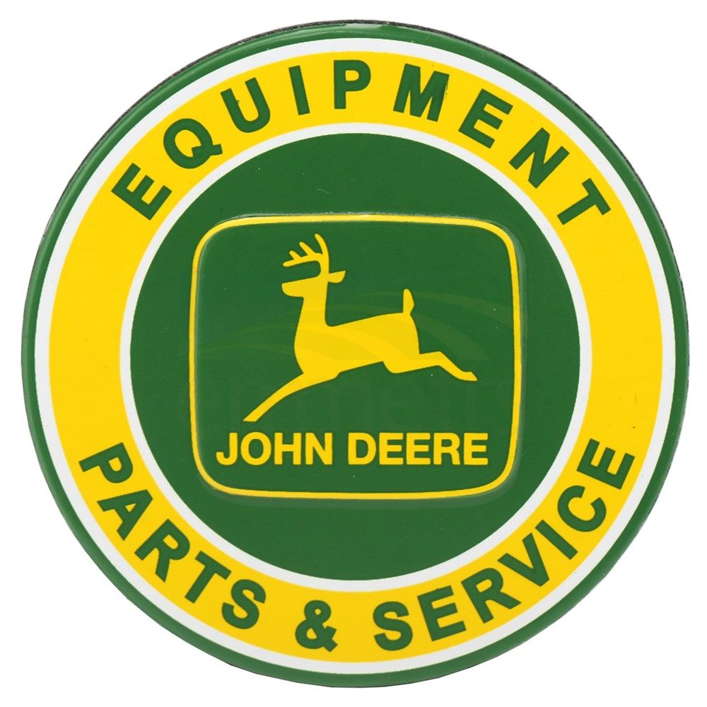 John Deere Equipment Parts & Service Round Embossed Metal Magnet (6.35cm Diameter) 90180678-S