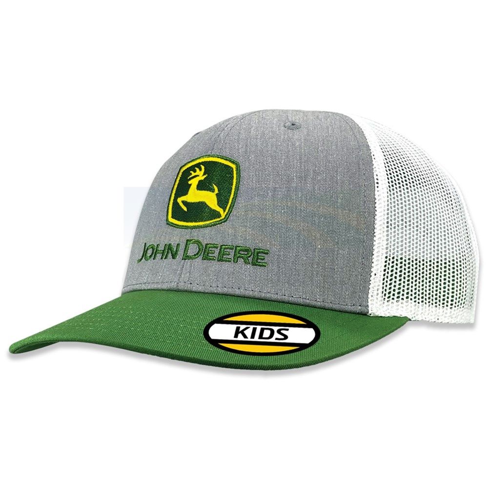 John Deere Kids & Adult Green Grey White Mesh Trucker Cap JY3C-0BJX-JDR-LPB J3BL-0BJX-JDR-0C5