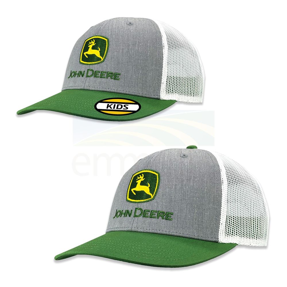 John Deere Kids & Adult Green Grey White Mesh Trucker Cap JY3C-0BJX-JDR-LPB J3BL-0BJX-JDR-0C5