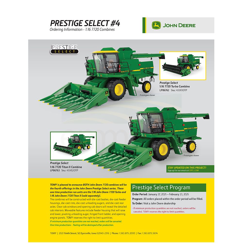 1:16 John Deere 7720 Turbo Combine 45961OTP (PRE-ORDER ONLY)