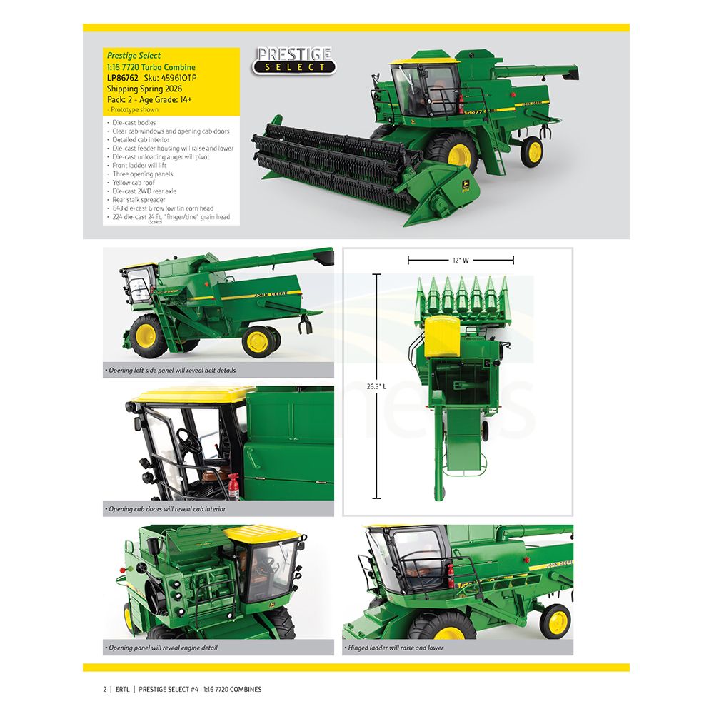 1:16 John Deere 7720 Turbo Combine 45961OTP (PRE-ORDER ONLY)