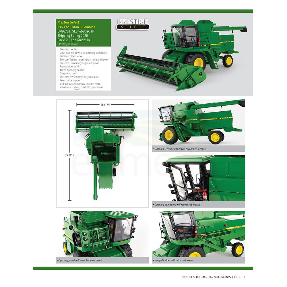 1:16 John Deere 7720 Titan II Combine 45962OTP (PRE-ORDER ONLY)