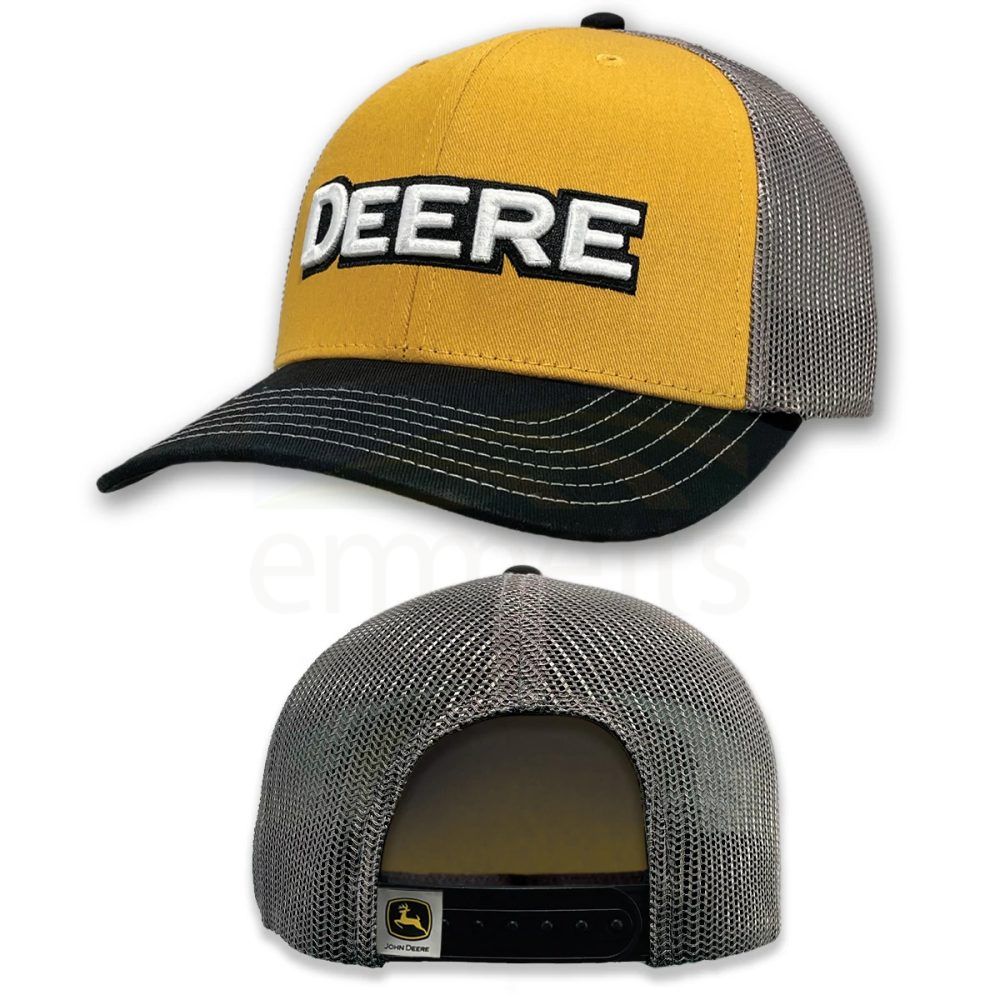 John Deere Embossed Logo Yellow & Black with Grey Mesh Trucker Cap J3BL-0DNG-JDR-Q3M