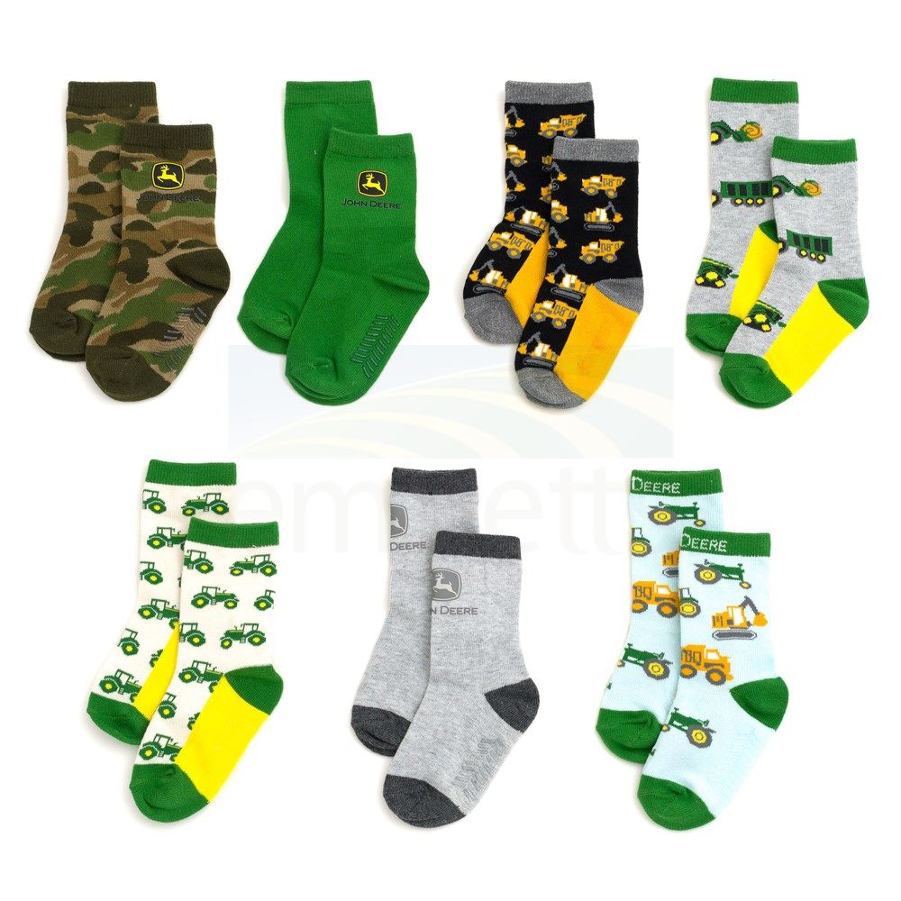 John Deere 7PK of Kids Crew Socks 25Y3686JR-TMY24 25Y3686JR-TMY46
