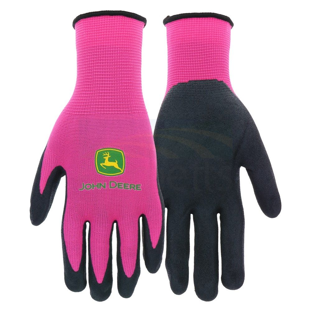 John Deere Women's Pink & Black Nitrile Coated Grip Gloves JD00021-W
