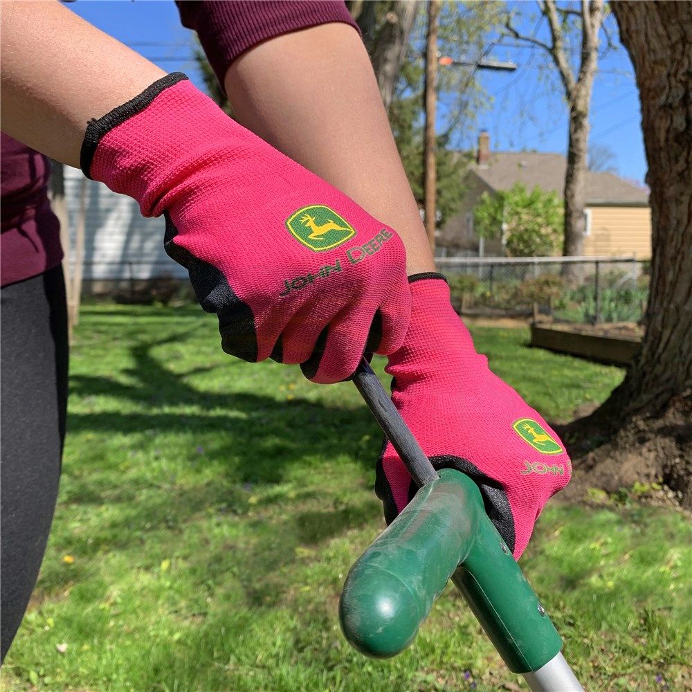 John Deere Women's Pink & Black Nitrile Coated Grip Gloves JD00021-W